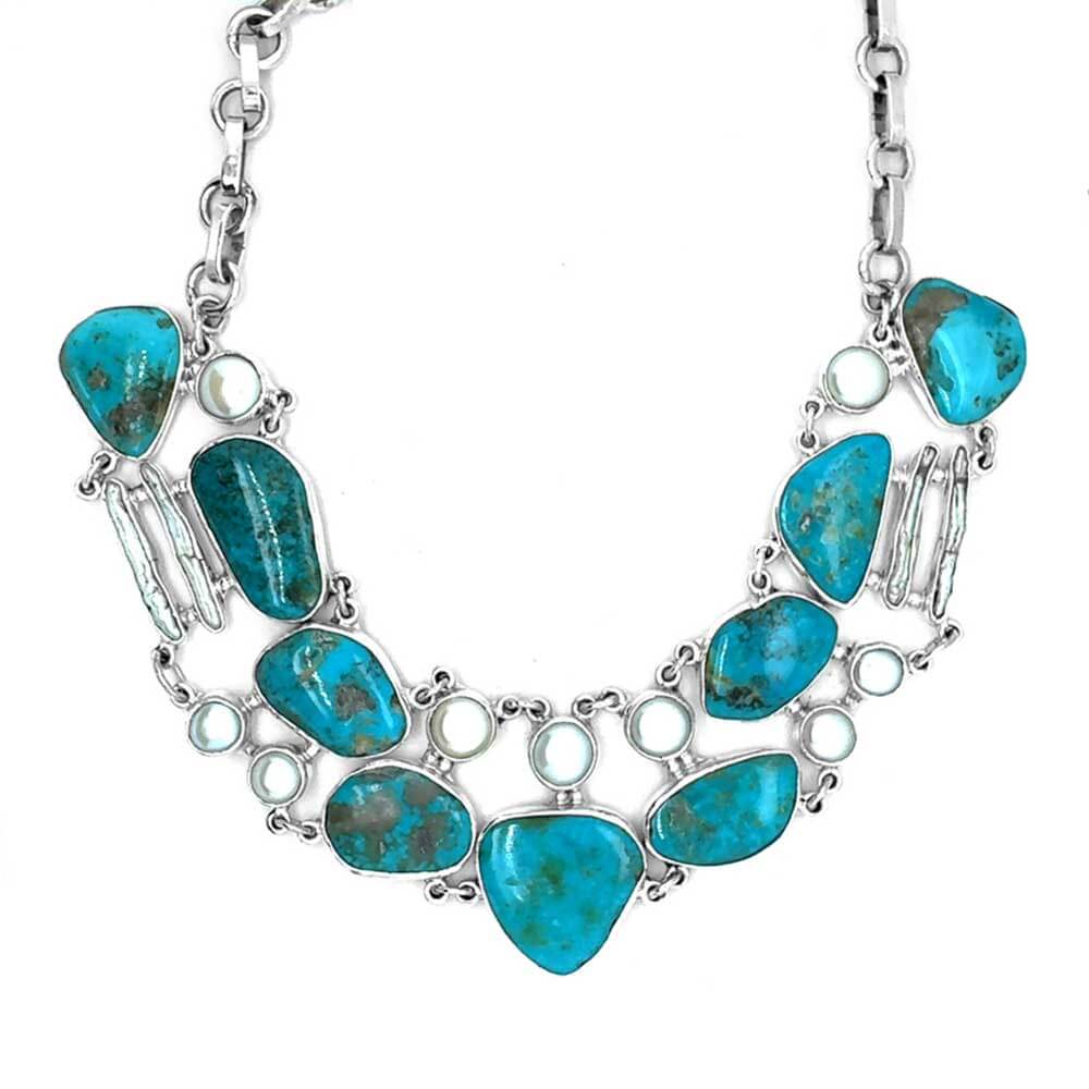 Statement-950-Silver-Necklace-with-Turquoise-and-Pearls-front-Nueve-Sterling