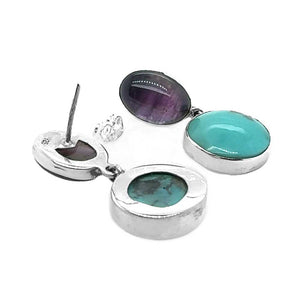 Sterling-Silver-Amethyst-and-Turquoise-Post-Earrings-back-Nueve-Sterling