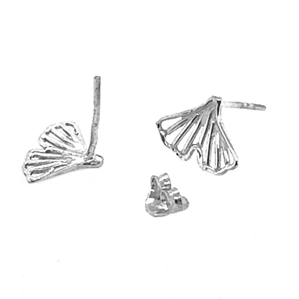 Sterling-Silver-Ginkgo-Leaf-Post-Earrings-flat-Nueve-Sterling