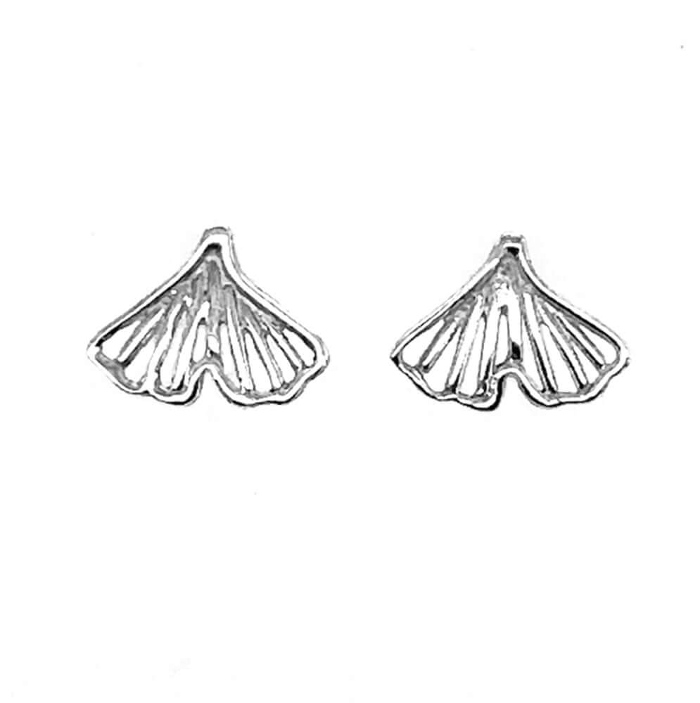 Sterling-Silver-Ginkgo-Leaf-Post-Earrings-front-Nueve-Sterling