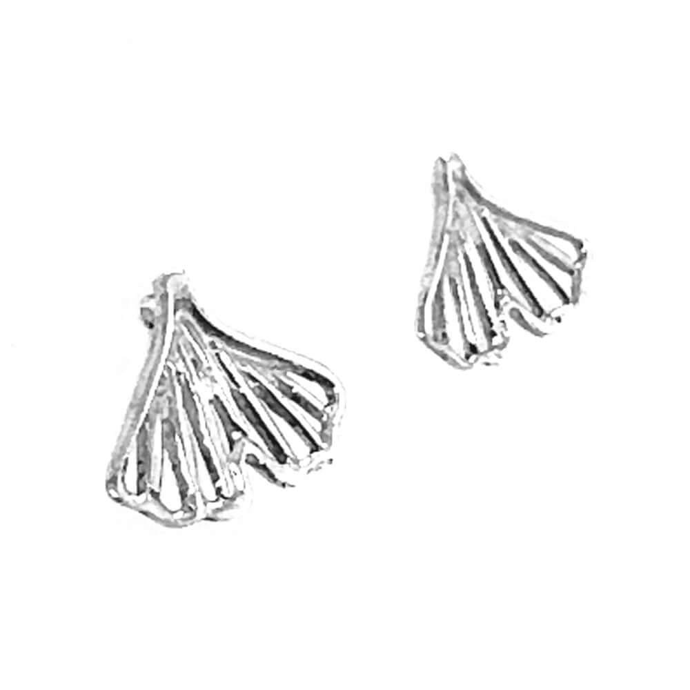 Sterling-Silver-Ginkgo-Leaf-Post-Earrings-side-Nueve-Sterling