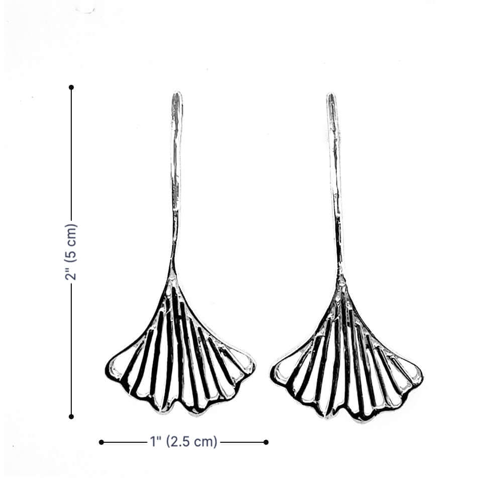 Sterling-Silver-Ginkgo-Leaf-Long-Post-Earrings-measurements-Nueve-Sterling