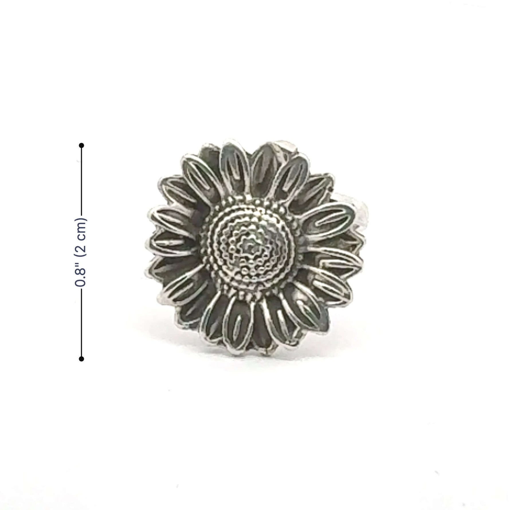 Sunflower Silver Ring measurement Nueve Sterling