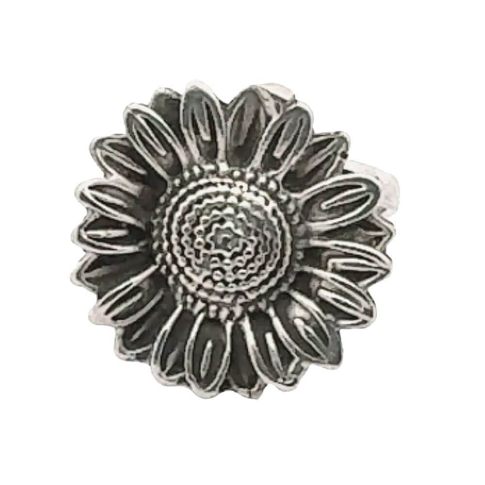 Sunflower Silver Ring front Nueve Sterling
