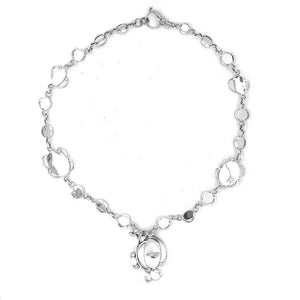 Taxco Silver Necklace with Irregular Turquoise back Nueve Sterling