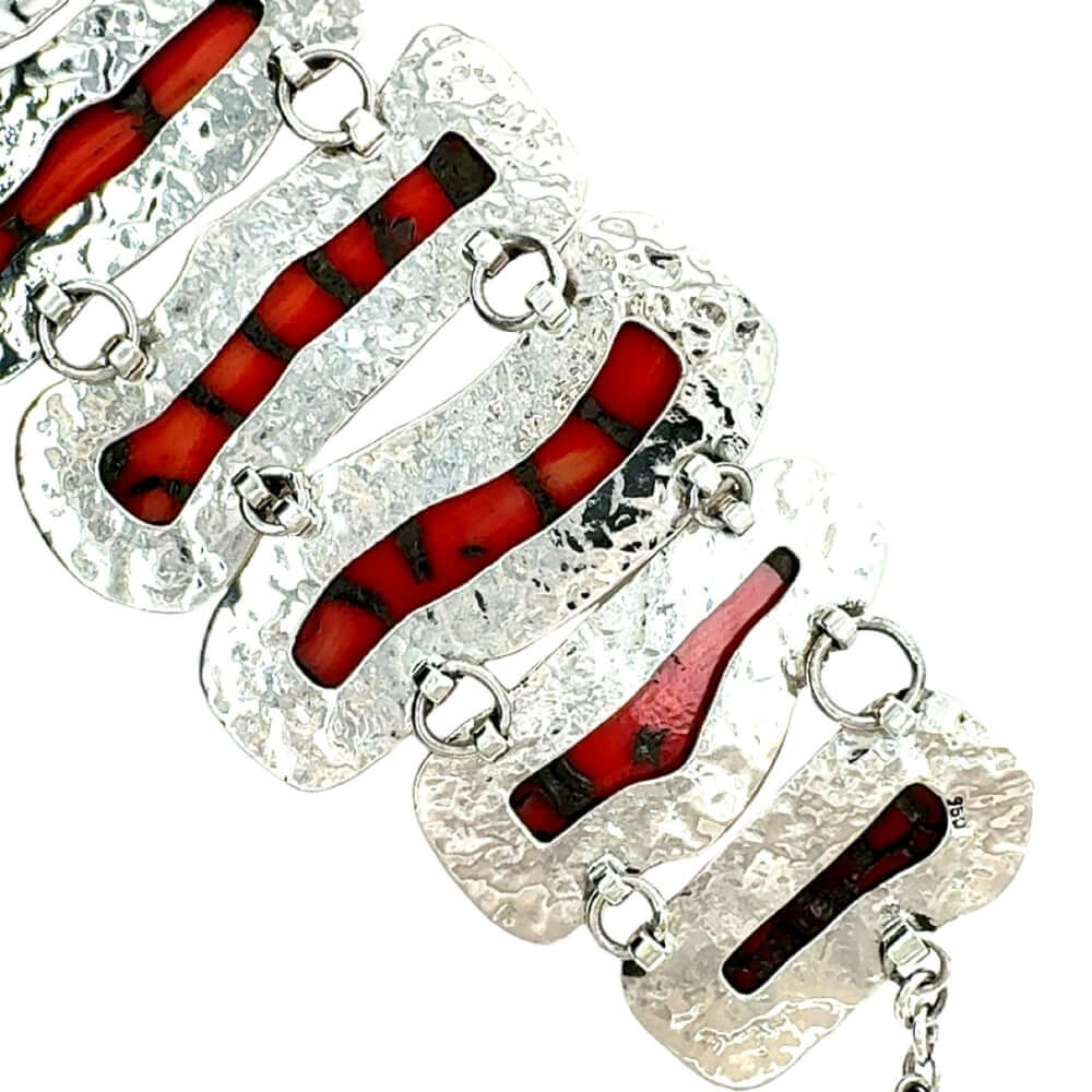 Taxco Silver Bracelet with Genuine Coral back