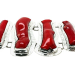 Taxco Silver Bracelet with Genuine Coral close up