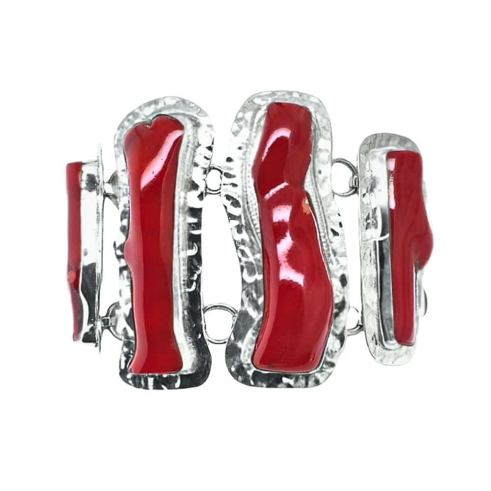 Taxco Silver Bracelet with Genuine Coral front