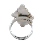 Back of Taxco silver ring with a geometric design on a white background