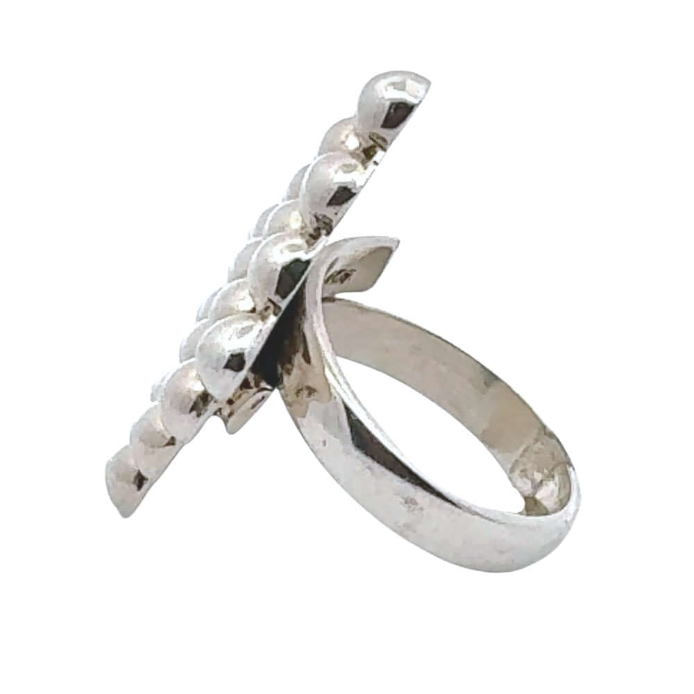 Taxco silver ring with a unique design on a white background
