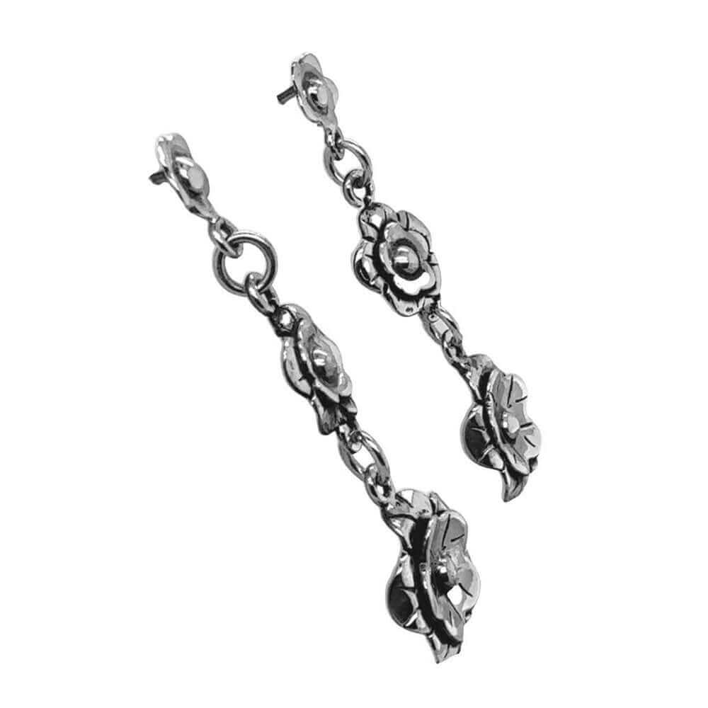 Triple Flower Silver Earrings