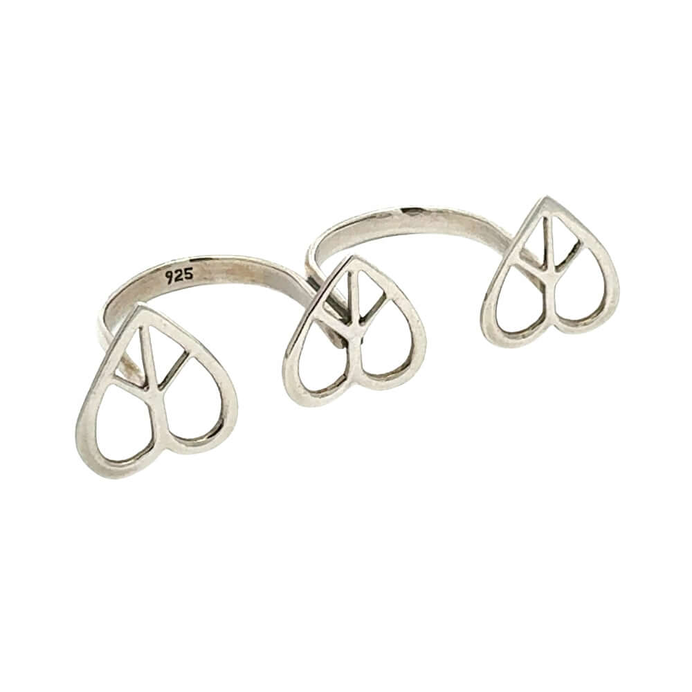Silver heart-shaped ring on a white background