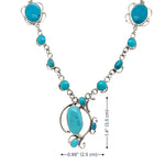 Taxco Silver Necklace with Irregular Turquoise measurements Nueve Sterling