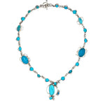 Taxco Silver Necklace with Irregular Turquoise top Nueve Sterling