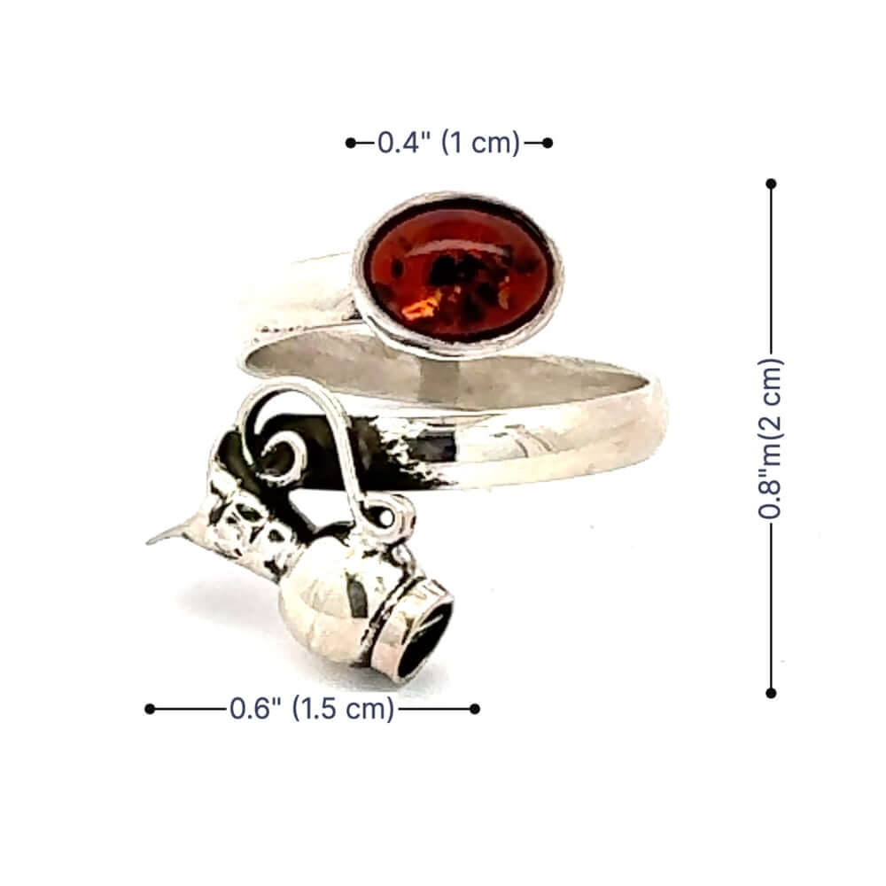 Measurement guide for the Carlos Ortega ring showing an 0.8-inch height and size 7.5 fit.
