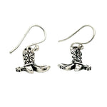 Close-up view of the back of the silver cowboy boot earrings clearly displaying the official 925 sterling silver stamp.