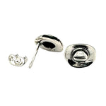 Close-up view of the back of the small earrings showing the secure post type attachments and the authentic handcrafted silver quality.
