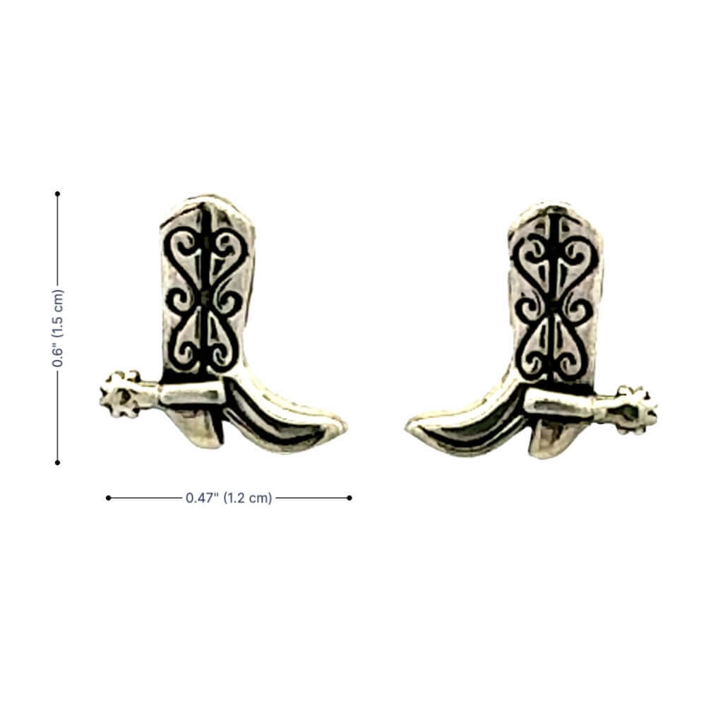 Dimension profile illustrating the 1.5 cm boot height and 1.2 cm width proportions for a precise understanding of the post earrings scale.