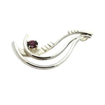 Detailed side profile of a custom-made 925 sterling silver and garnet pendant