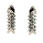 Pair of DMolina silver fishbone drop earrings.