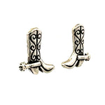 Perspective layout of the handmade western boot post earrings.