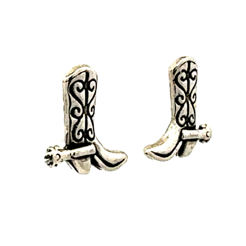 Perspective layout of the handmade western boot post earrings.