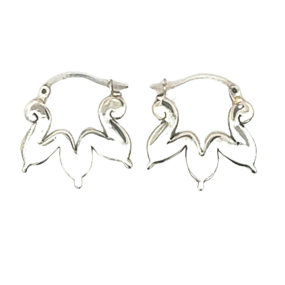 Pair of silver hoop earrings on a white background