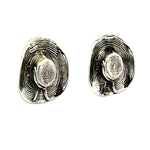 Perspective layout of the miniature silver striped cowboy hat drops highlighting the beautiful linear ridges on the brim.