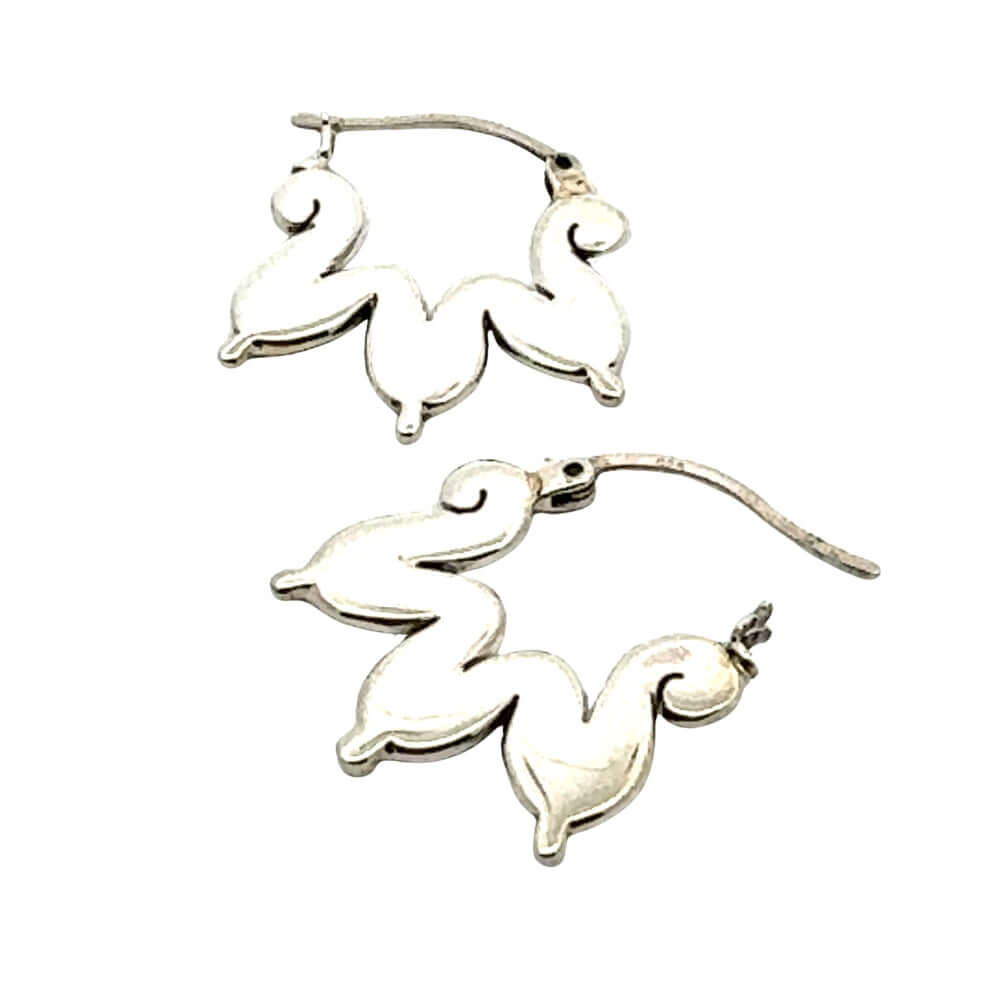 A pair of handmade 925 sterling silver cloud earrings from Taxco, Mexico on a white background.