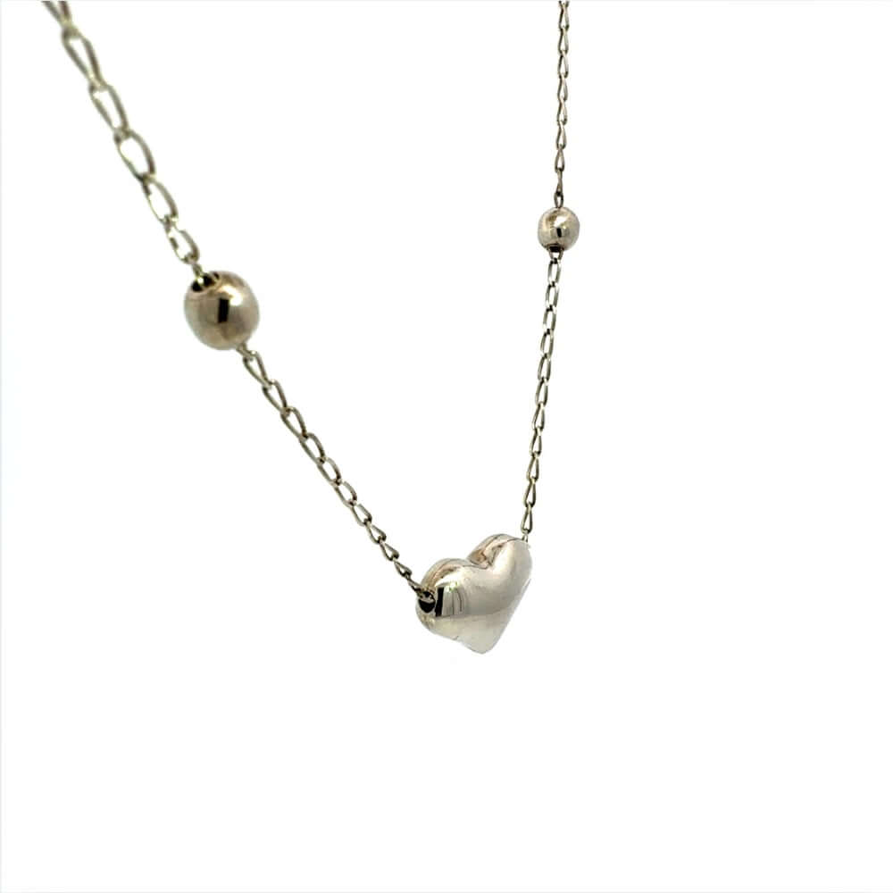 Necklace with a heart-shaped pendant on a white background
