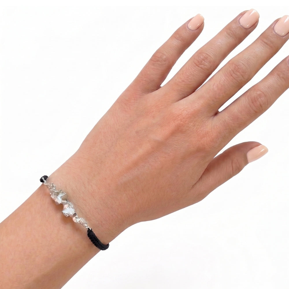 Woven Bracelet with Silver Crispy Flake with model 
