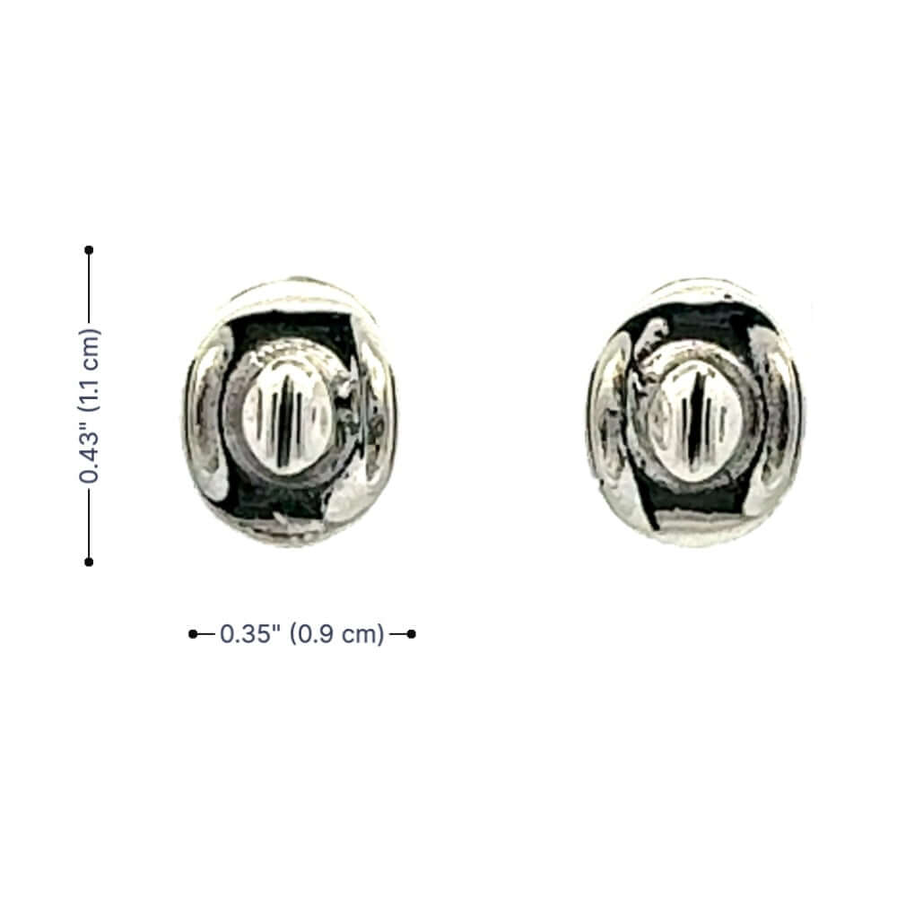 Dimension profile layout illustrating the face height and width proportions of the miniature western hat studs.