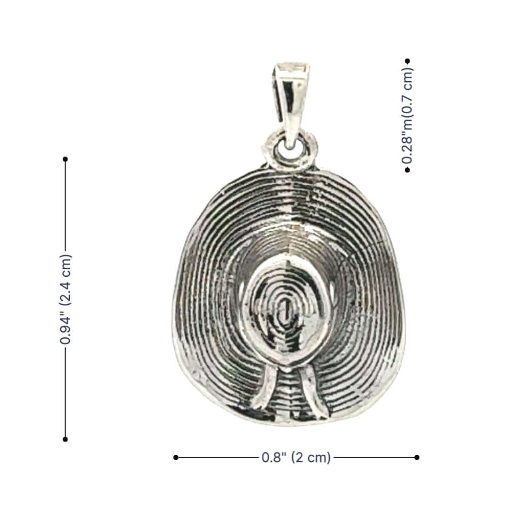 Dimension profile layout illustrating the precise height and width proportions of the western textured large hat pendant.