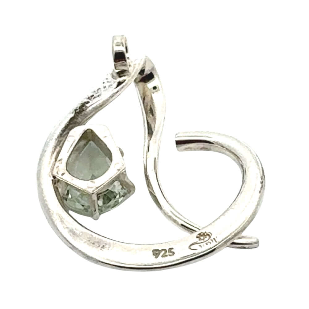 The reverse side of the pendant displaying the 925 silver stamp and the artisan's signature hallmark.