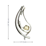 Product dimensions of the artisan silver pendant measuring 2.6 inches in height and 1.2 inches in width.