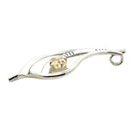 Side profile of a master-crafted silver pendant showing the elevated setting of the citrine stone.