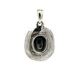 Rear lay of the solid silver pendant demonstrating the clean hollow-back crown design and smooth interior polish.