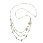 Full view of the 24-inch tiered sterling silver chain necklace laid flat