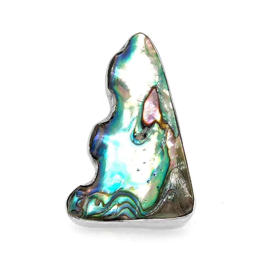 Triangular Abalone Silver Ring - Nueve Sterling