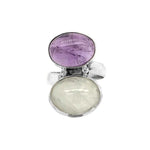 Amethyst Moonstone Silver Ring - Nueve Sterling