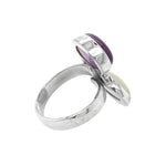 Amethyst Moonstone Silver Ring side - Nueve Sterling