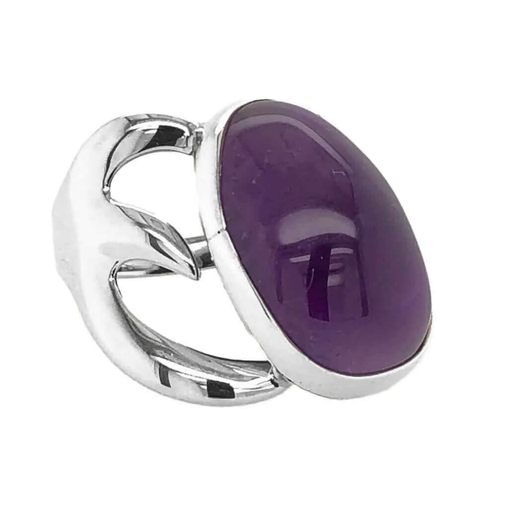 Modern Amethyst Silver Ring - Nueve Sterling