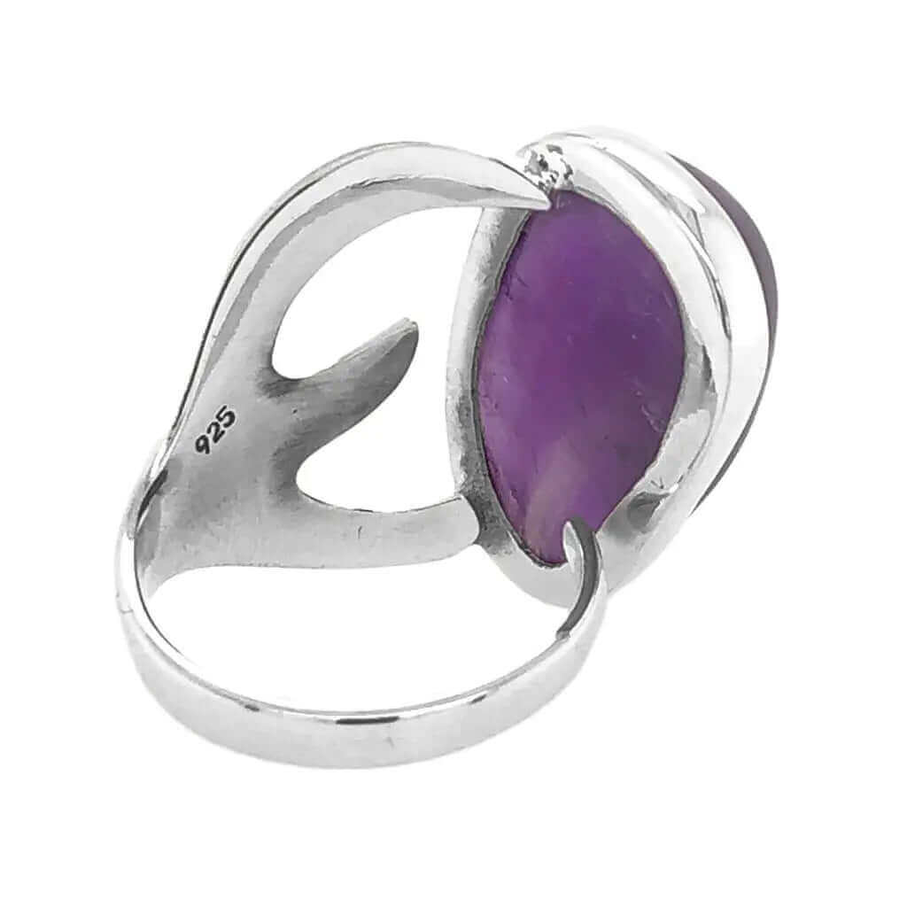 Modern Amethyst Silver Ring back - Nueve Sterling