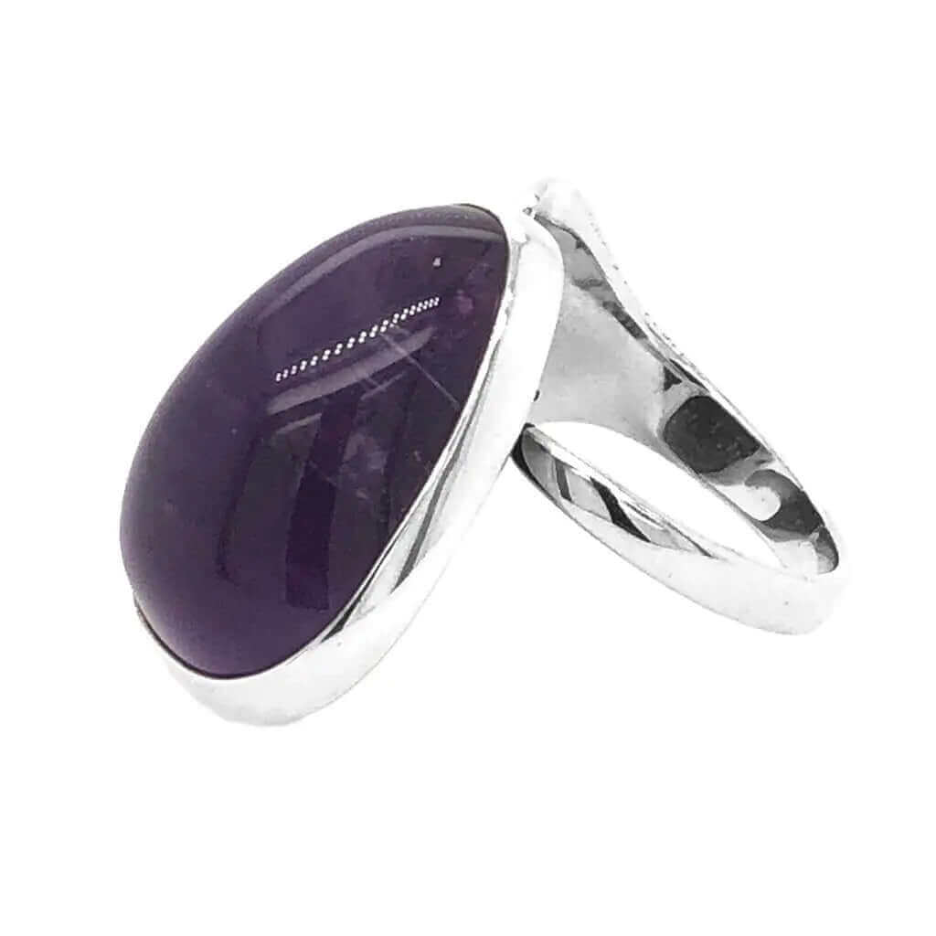 Modern Amethyst Silver Ring side - Nueve Sterling