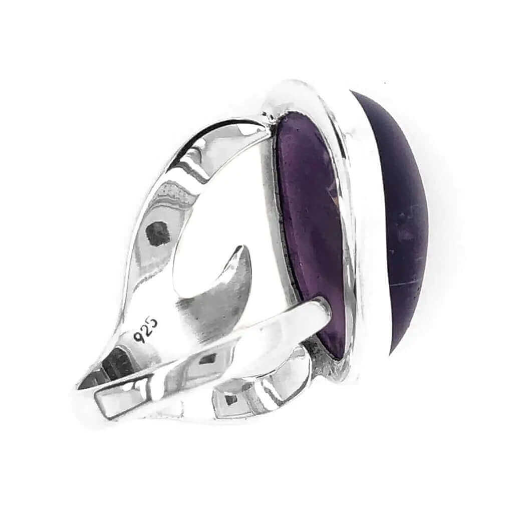 Modern Amethyst Silver Ring back - Nueve Sterling