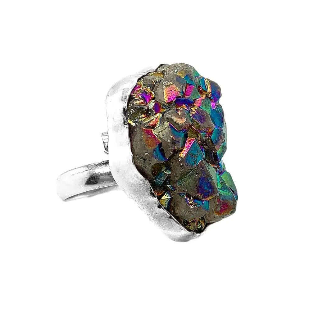 Big Druzy 950 Silver Ring side - Nueve Sterling