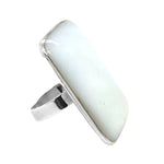 White Shell Silver Ring side - Nueve Sterling