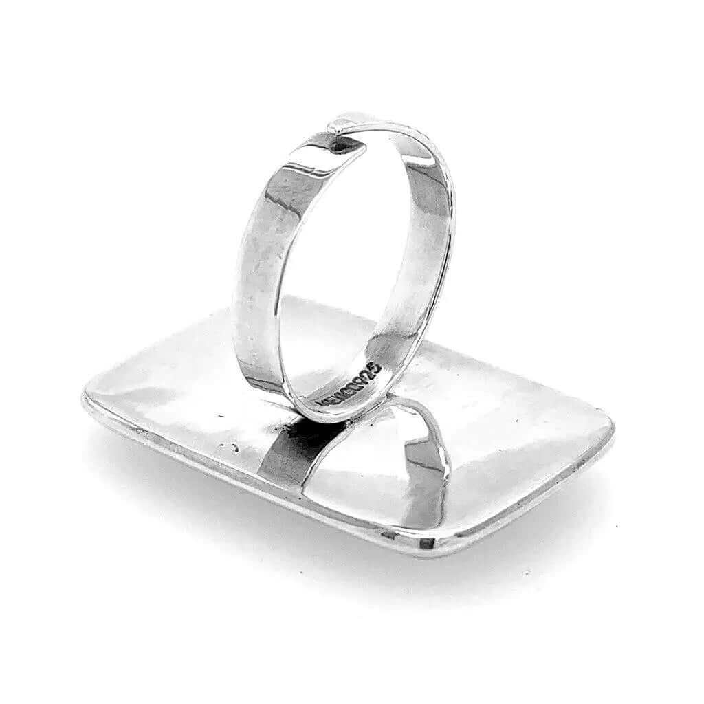 White Shell Silver Ring back - Nueve Sterling