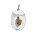 Oxidized Silver Amber Pendant back - Nueve Sterling