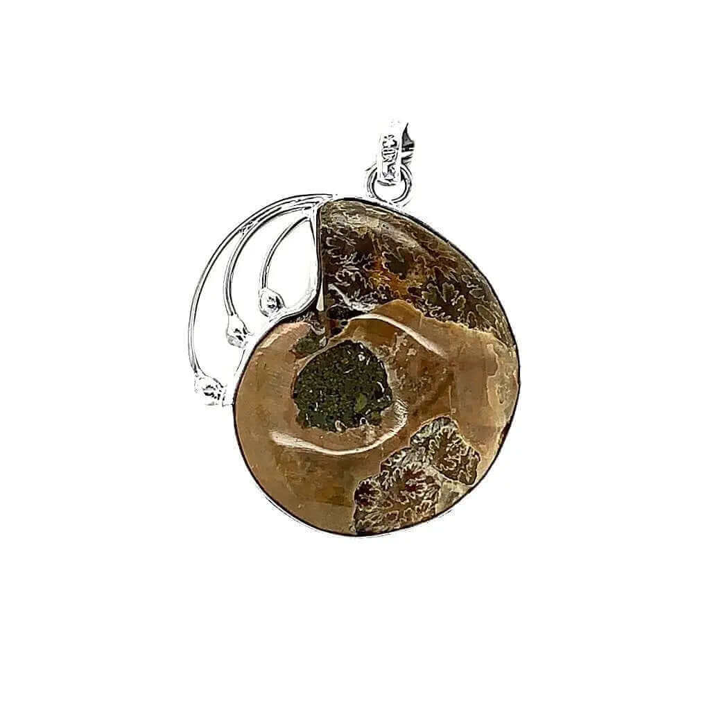 Ammonite Silver Pendant back - Nueve Sterling